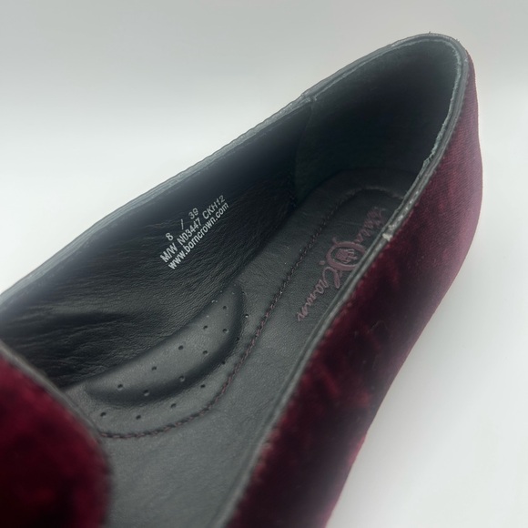 Born Crown Women’s Burgundy Velvet Loafers Sz 8 - Picture 7 of 10